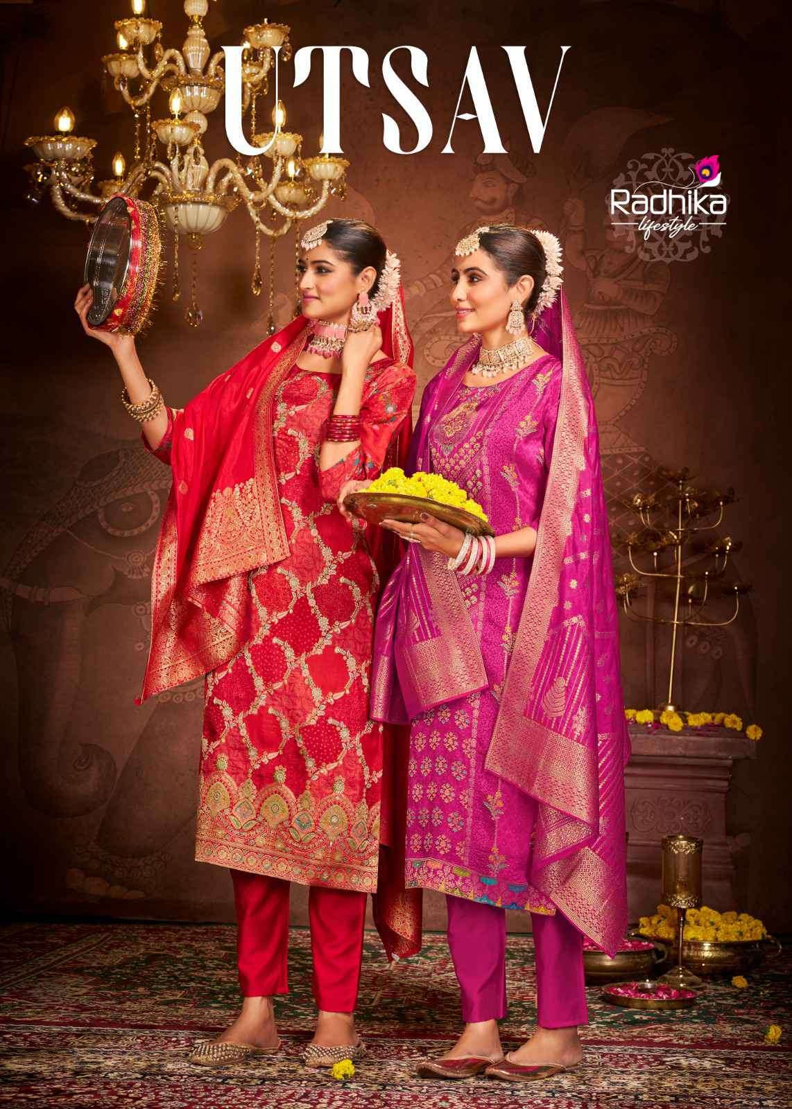 Radhika Lifestyle Utsav Vol 1 Fancy Dola Silk Readymade Festive Wear Dress Suppliers