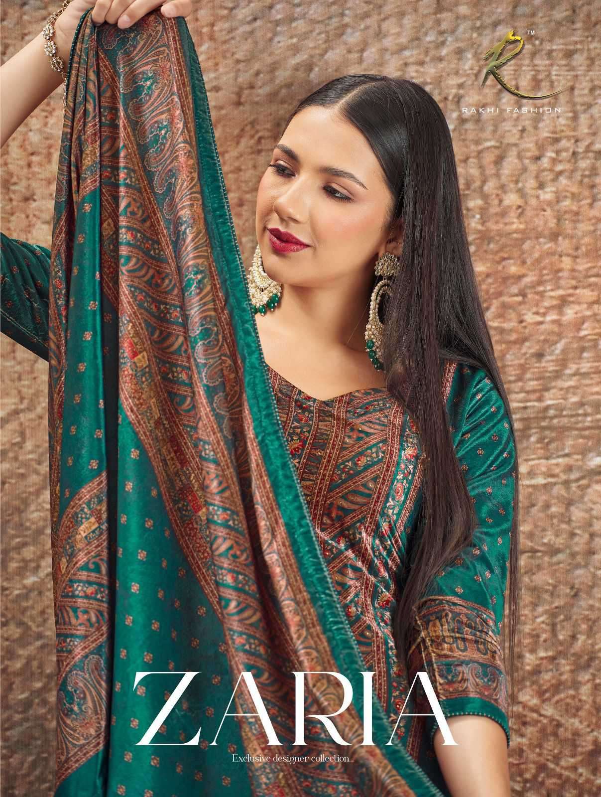 Rakhi Fashion Zaria Exclusive Designs Fancy Velvet Ladies Suit Exporter