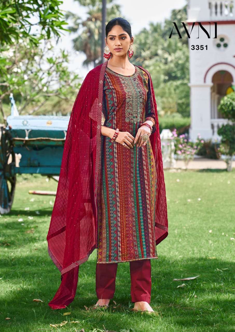Rang Avni Fancy Muslin Ethnic Wear Salwar Suit Catalog Wholesaler