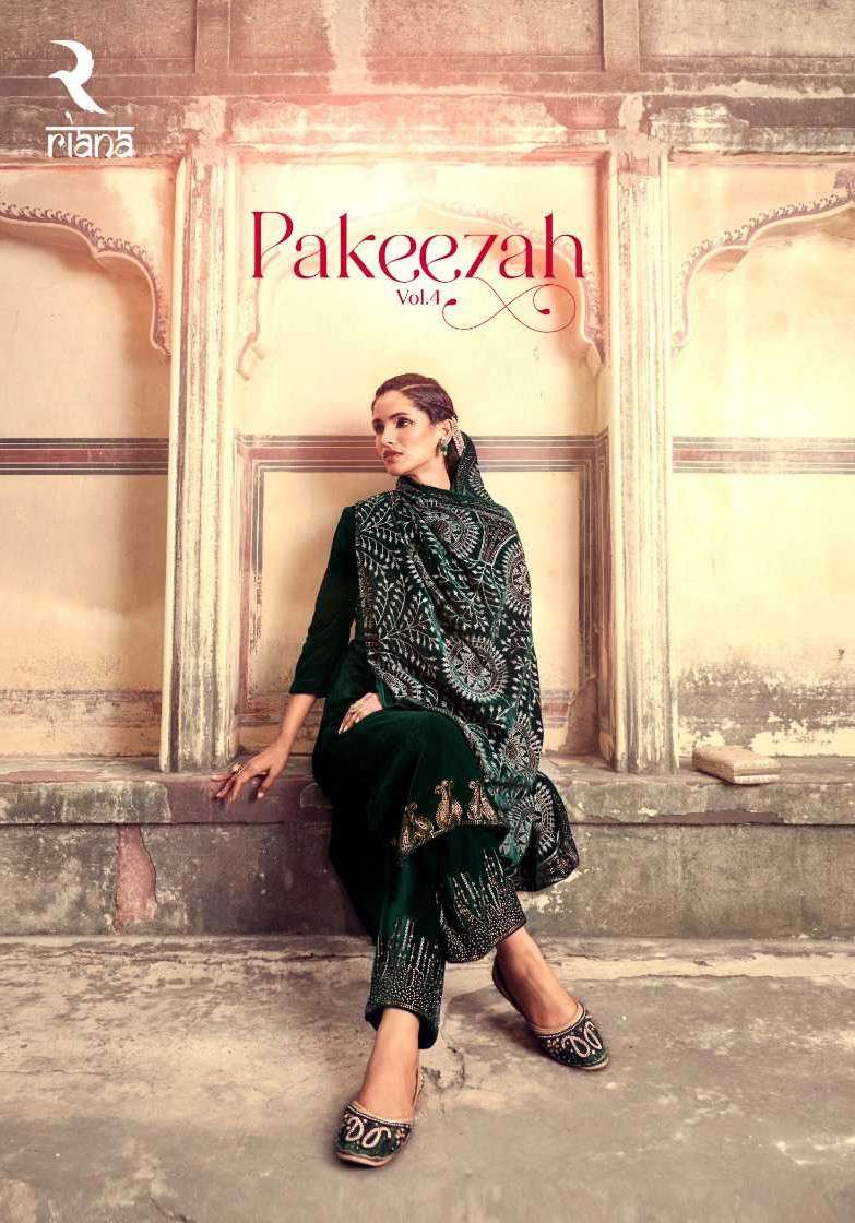 Riana Pakeezah Vol 4 Stylish Winter Designs Velvet Partywear Suits Dealers