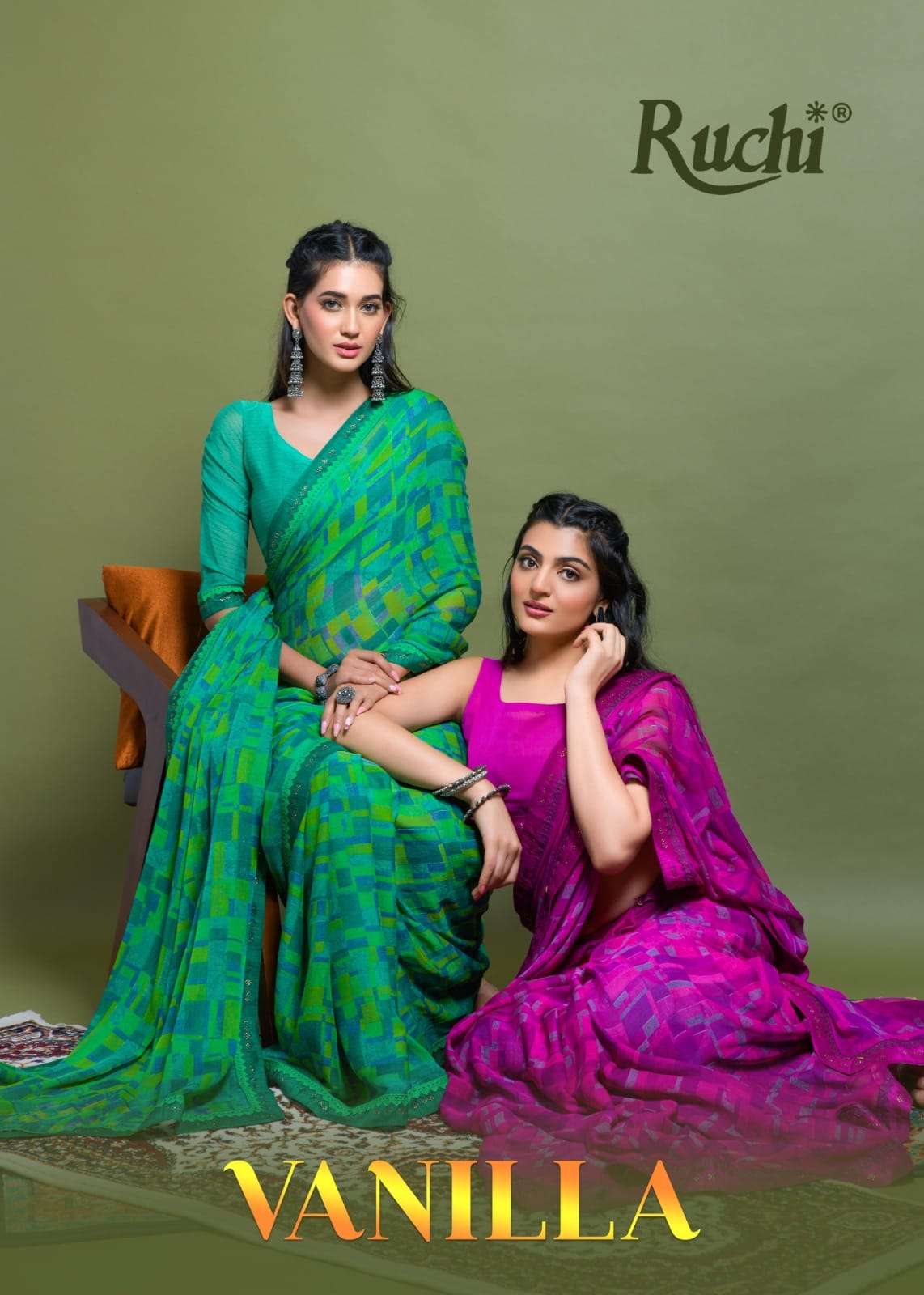 Ruchi Saree Vanilla Vol 3 Fancy Designer Printed Chiffon Saree Wholesalers 