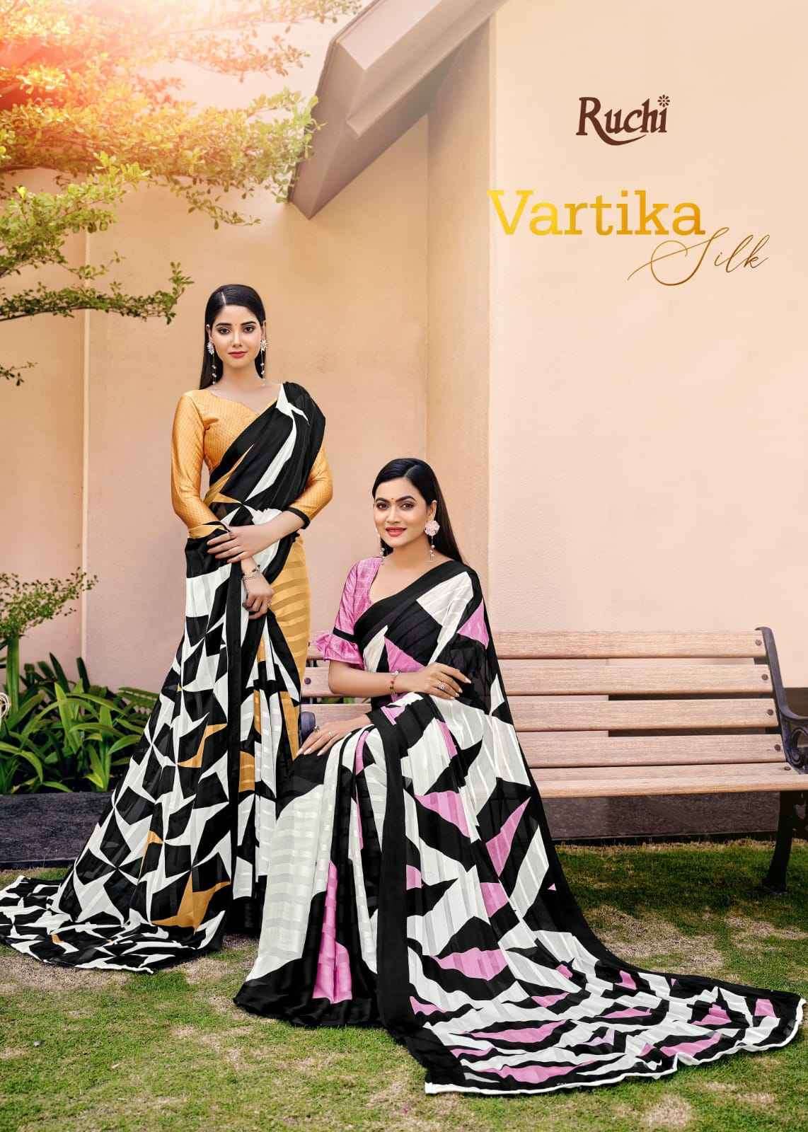 Ruchi Saree Vartika Silk 4th Edition Fancy Satin Silk Exclusive Saree Wholesaler