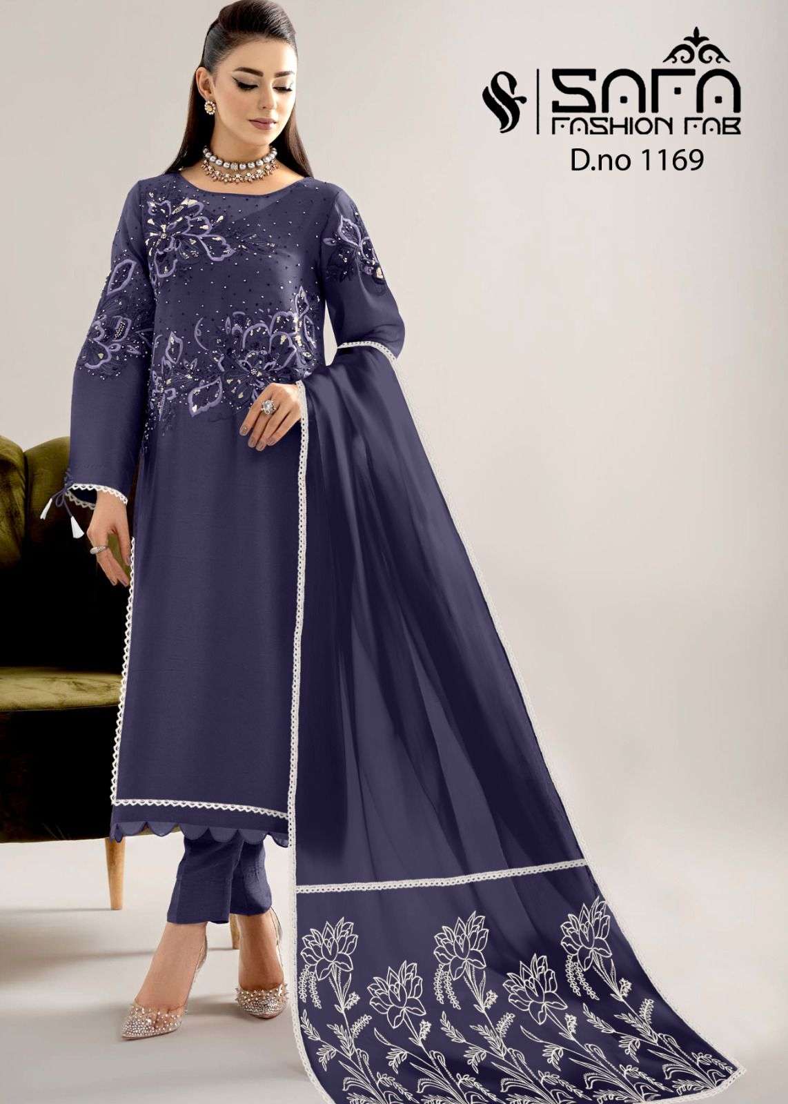 Safa Fashion Fab 1169 Designer Straight Kurti Pant Dupatta Pakistani Collection