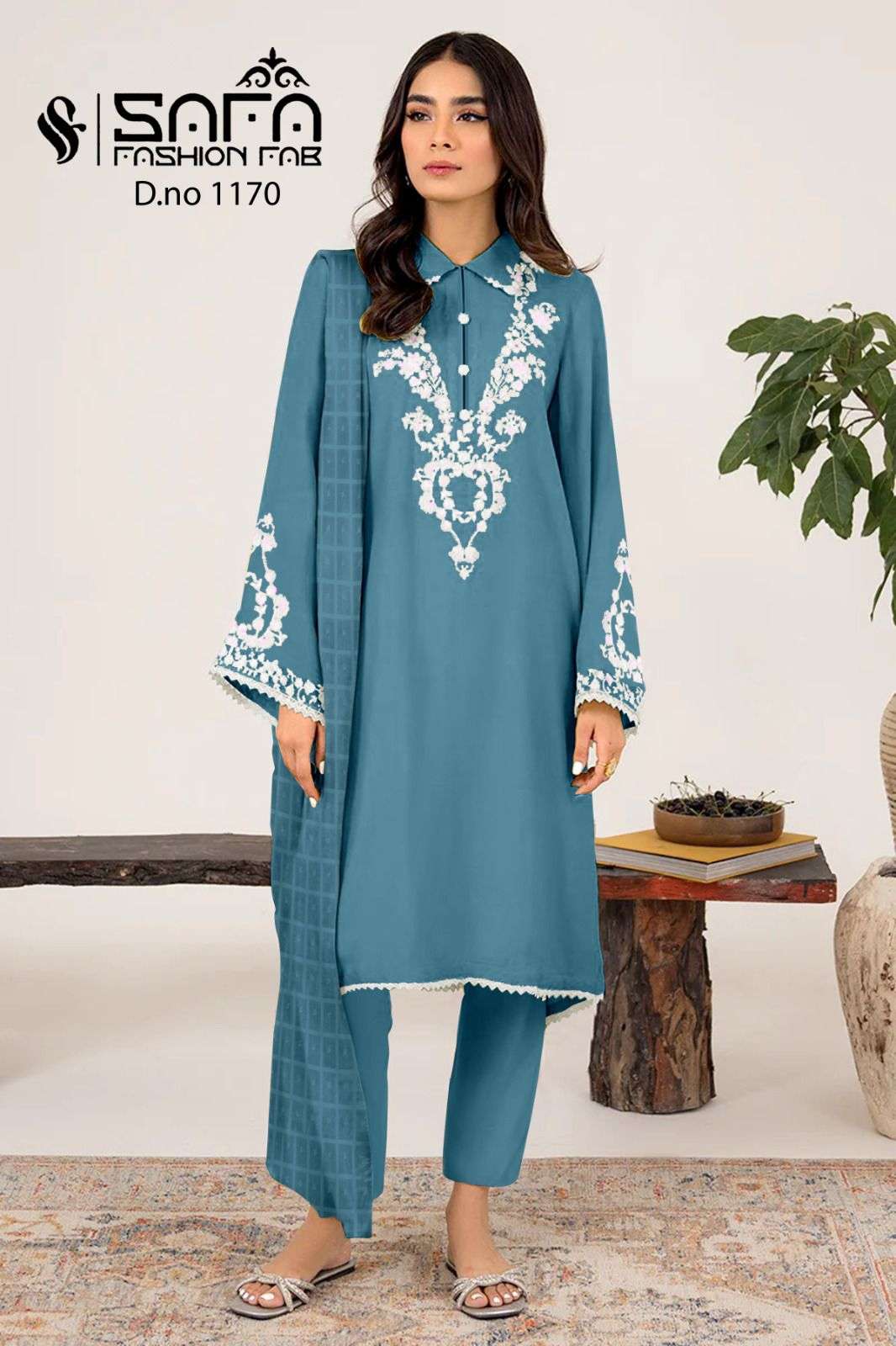 Safa Fashion Fab 1170 Exclusive Pakistani Kurti Pant Dupatta Set Wholesaler