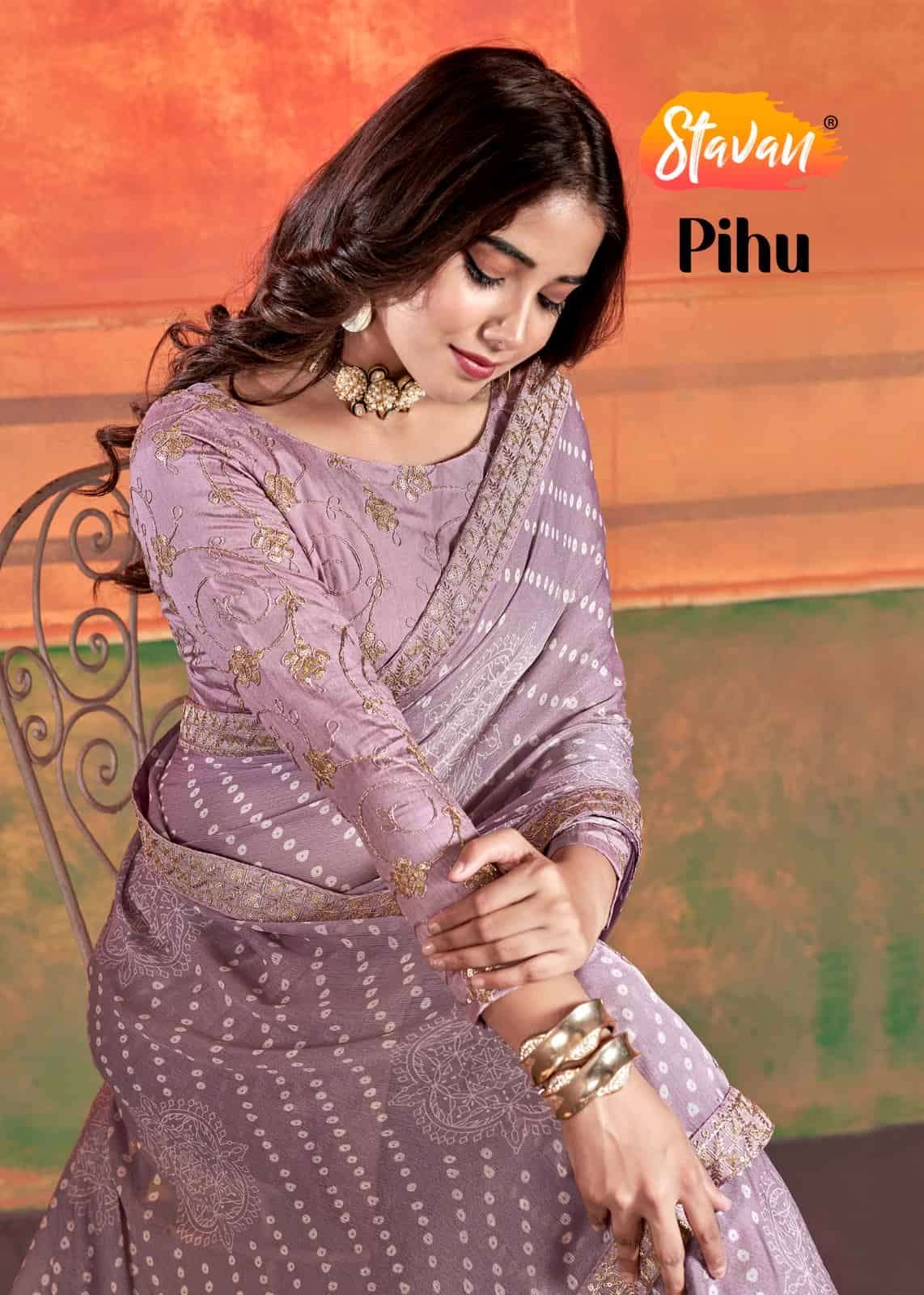 Stavan Pihu 101 To 110 Festive Wear Style Fancy Style Chiffon Saree Wholesalers