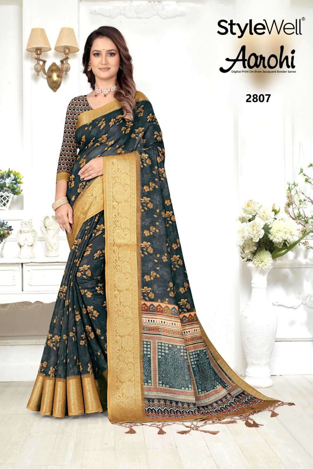Stylewell Aarohi Fancy Digital Print Exclusive Festive Wear Saree Exporter