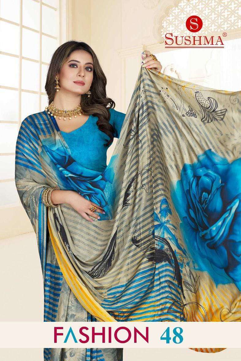 Sushma Fashion 48 Digital Printed Fancy Crape Silk Saree Dealers
