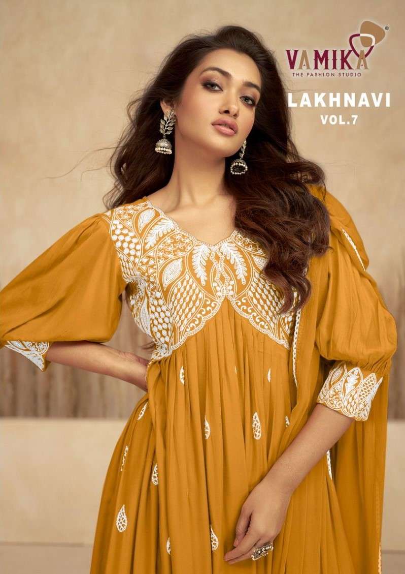 Vamika Lakhnavi Vol 7 Designer Lucknowi Style Readymade Festive Wear Dress Exporter