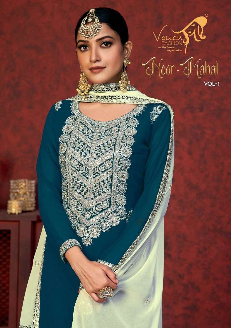 Vouch Mi Noor Mahal Vol 1 Designer Georgette Festive Wear Dress Catalog Exporter