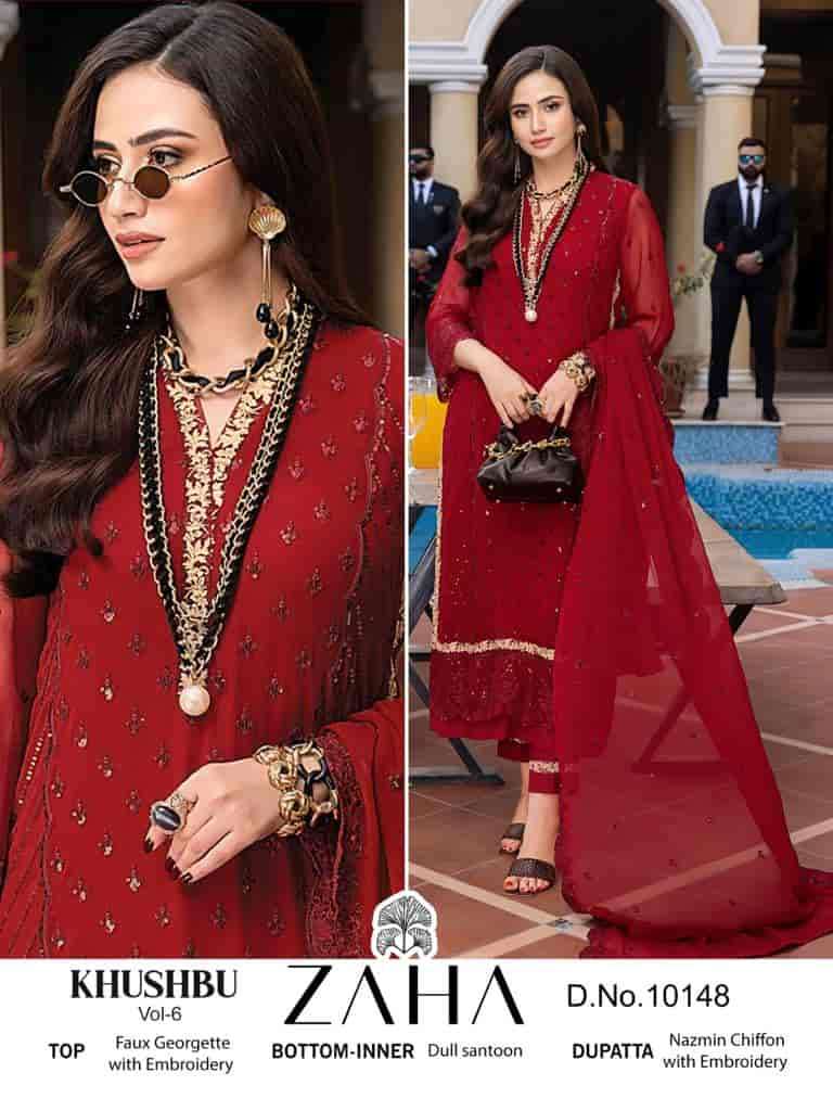 Zaha Khushbu Vol 6 Pakistani Festive Wear Style Designer Suit Catalog Collection