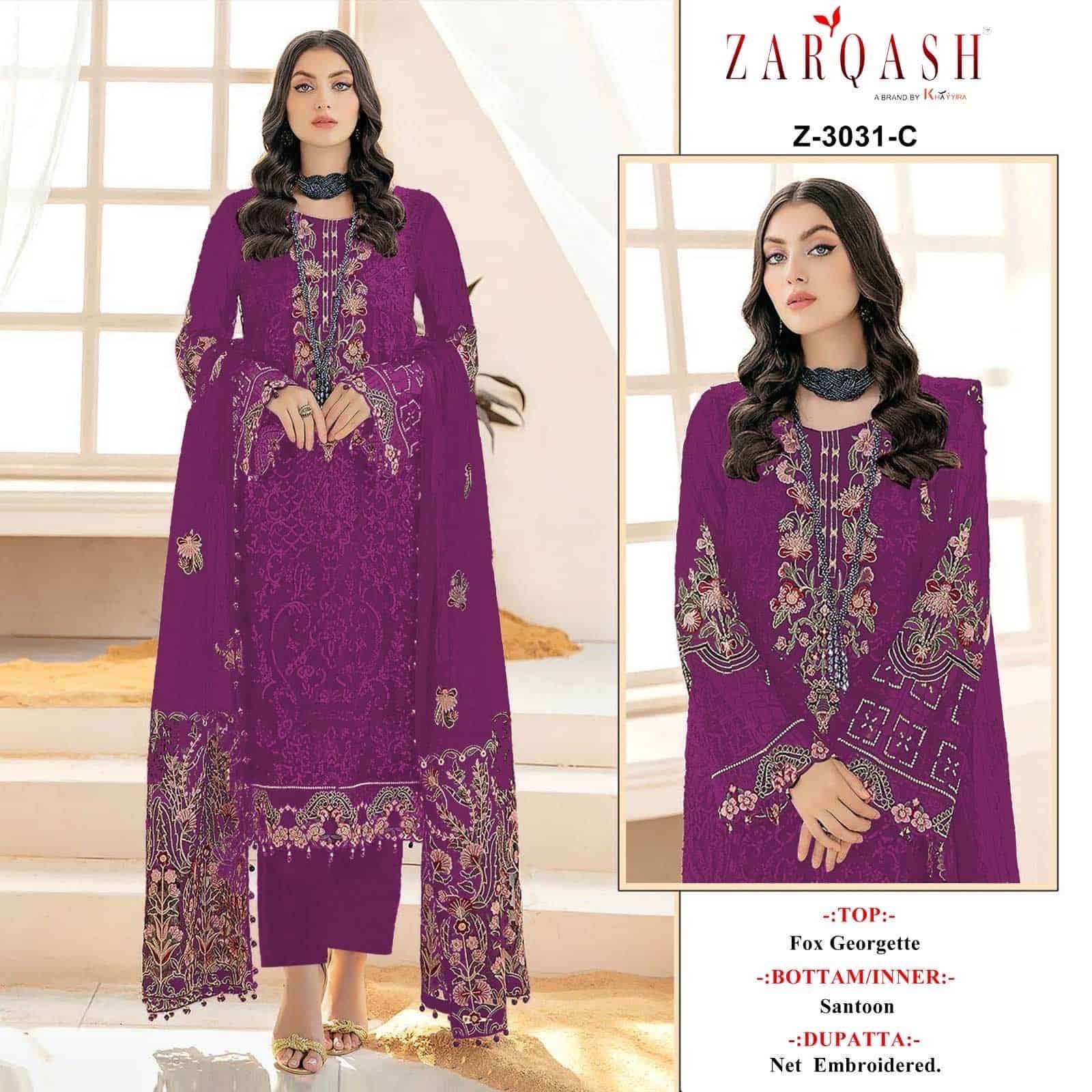 Zarqash Z 3031 C Exclusive Party Wear Style Designer Pakistani Collection