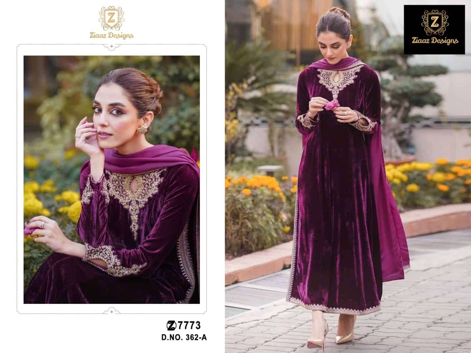 Ziaaz Designe 362 A Pakistani Festive Wear Style Designer Velvet Suit Exporter