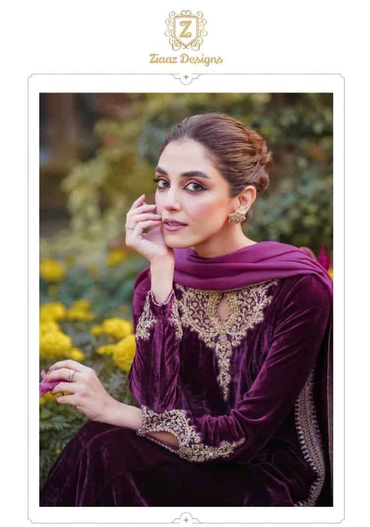 Ziaaz Designs 362 Colors Pakistani Style Fancy Designer Winter Wear Suit Wholesalers