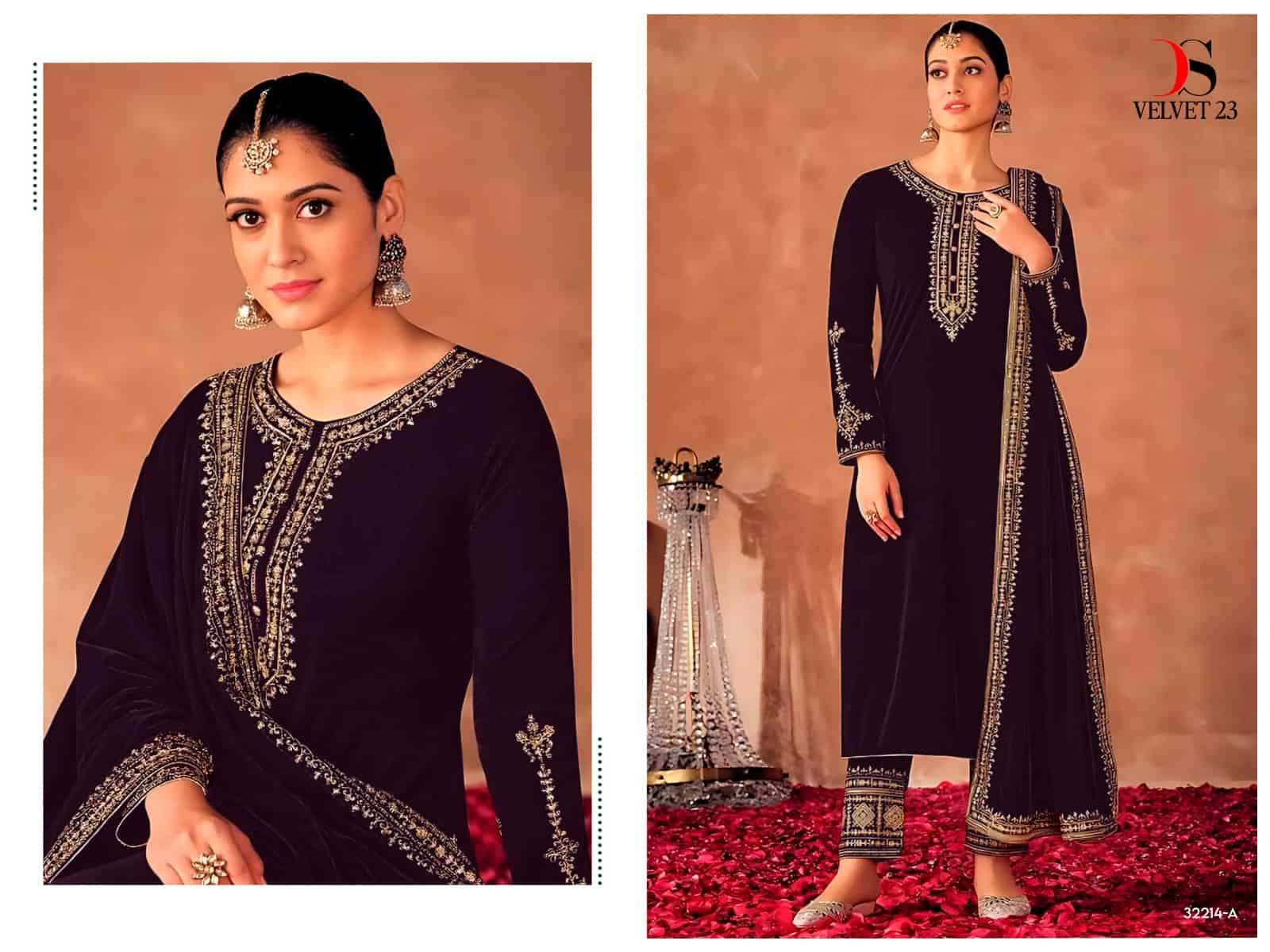 Deepsy 32214 A Pakistani Festive Wear Style Designer Velvet Suit Exporter