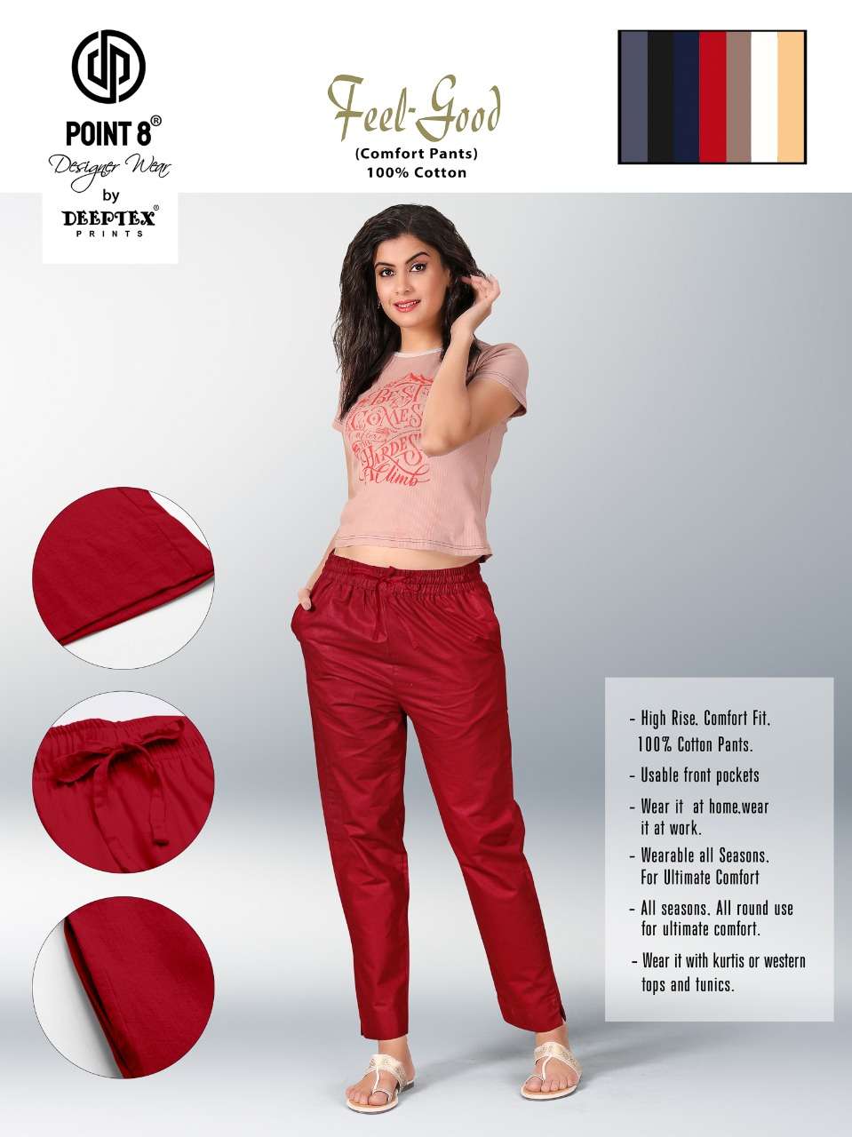 Deeptex Feel Good Pure Cotton Ladies Wear Pant New Collection