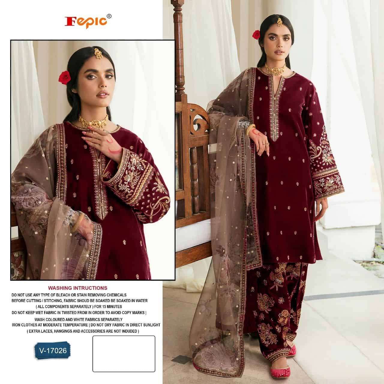 Fepic V 17026 Colors Festive Wear Style Designer Pakistani Winter Wear Collection