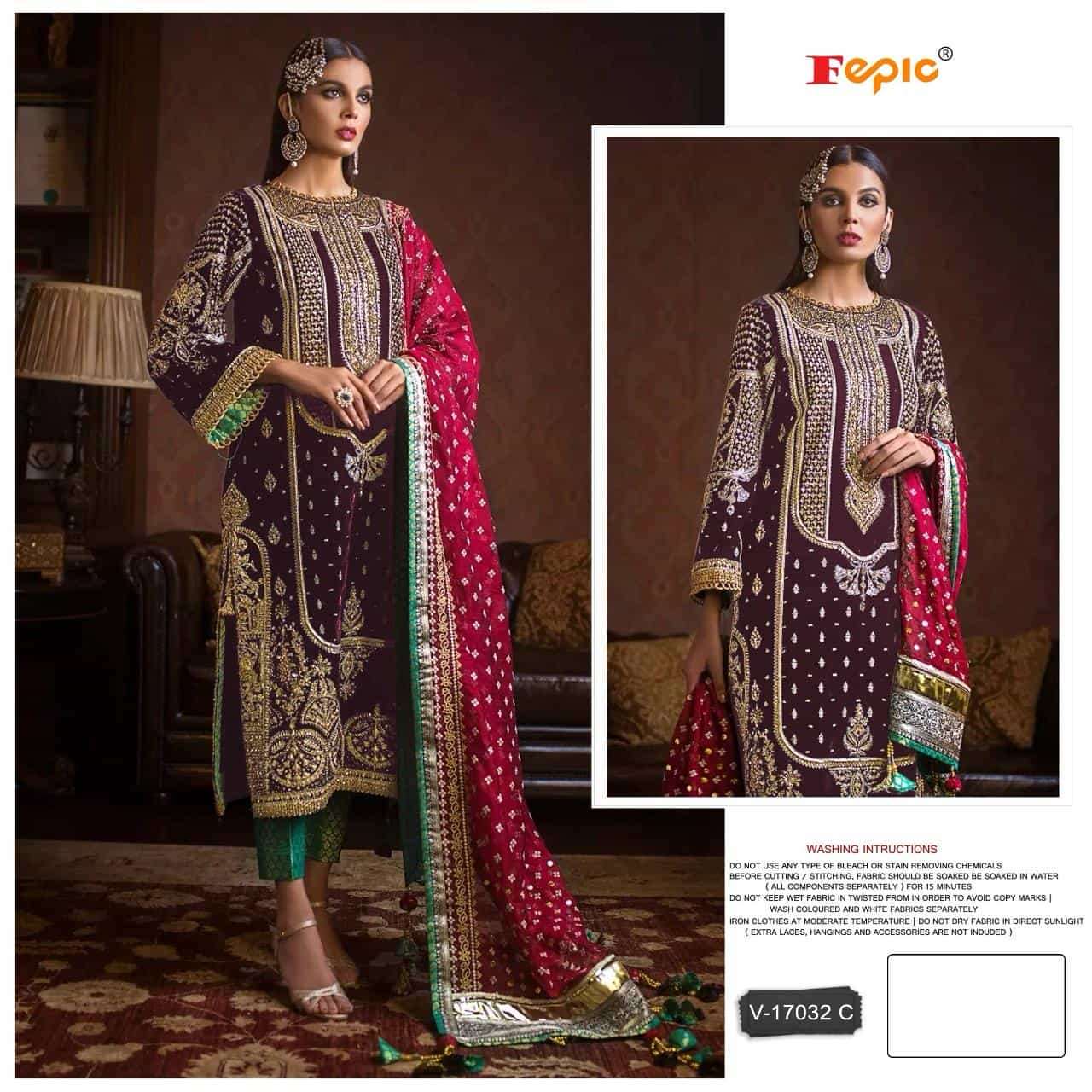 Fepic V 17032 C Exclusive Latest Heavy Designer Party Wear Pakistani Suit Collection