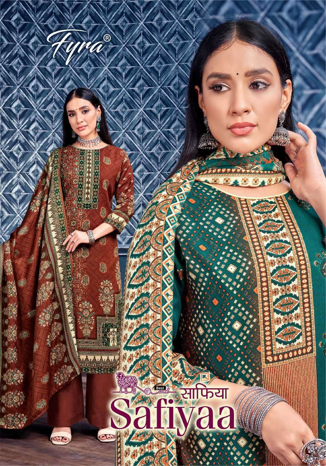 Fyra Safiyaa Digital Print Pashmina Fancy Winter Suit Catalog Exporter
