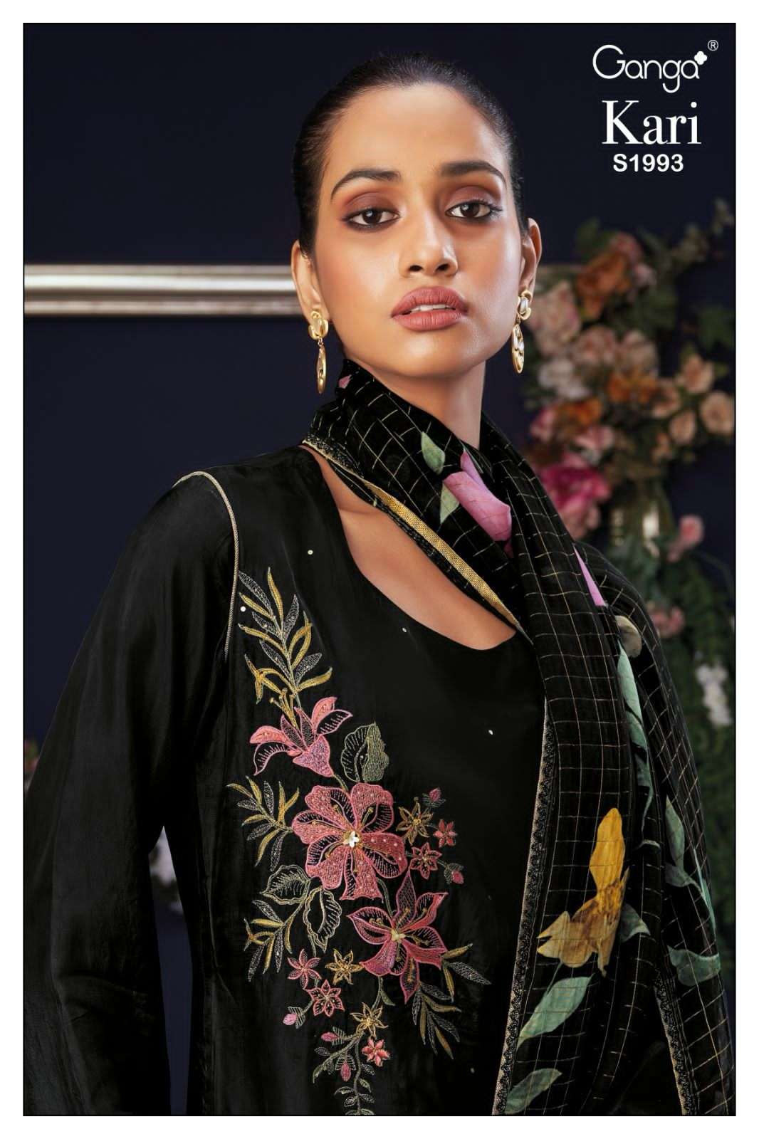 Ganga Kari 1993 Designer Habutai Silk Branded Exclusive Suit Suppliers