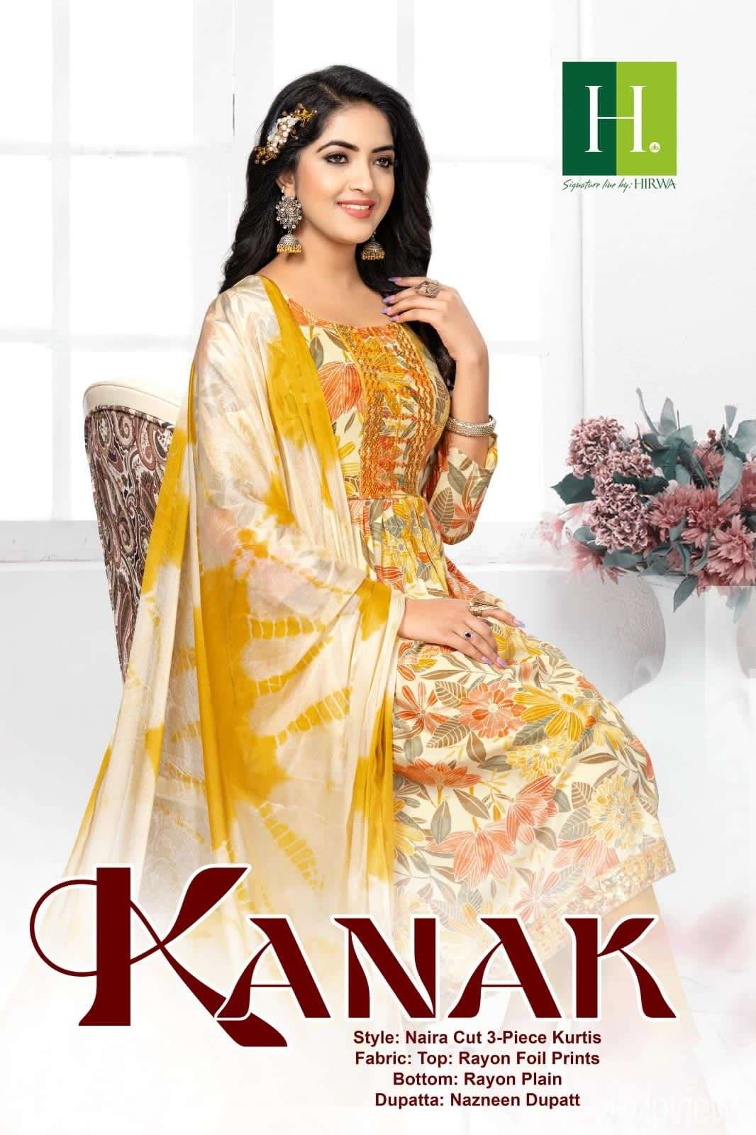H Dot Hirwa Kanak New Designs Nayra Cut Readymade Dress Collection