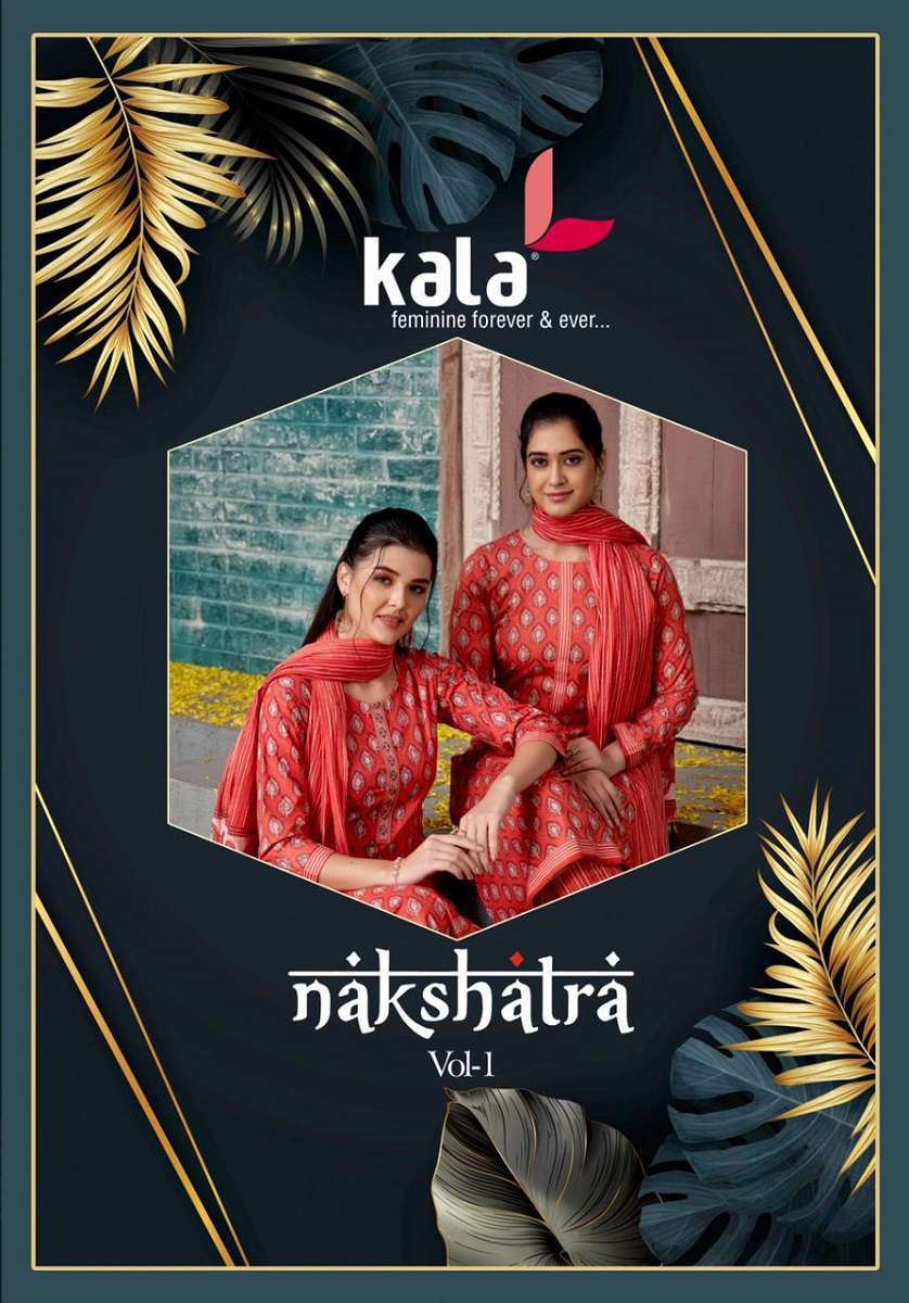 Kala Fashion Kala Nakshatra Vol 1 Pure Cotton Kurti Pant Dupatta Set Catalog Dealers
