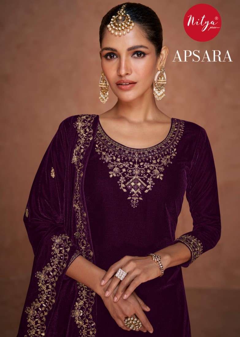 Lt Fabrics Nitya Apsara Designer Gharara Style Velvet Wedding Wear Dress Exporter