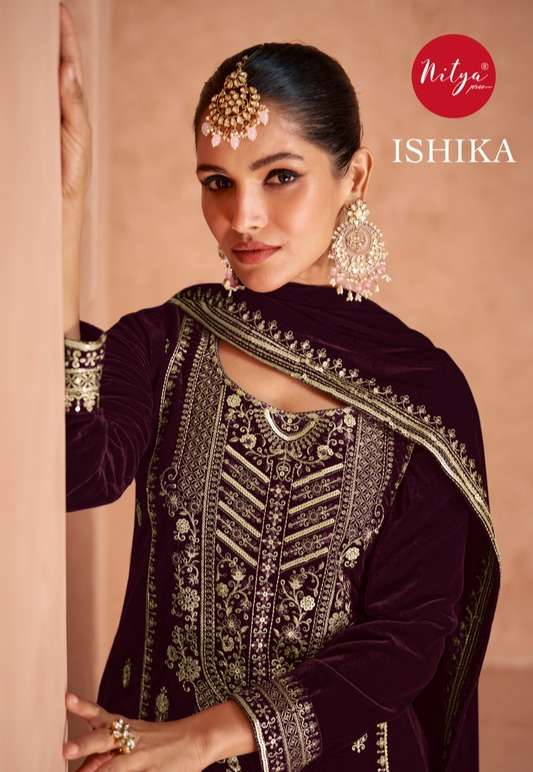 LT Fabrics Nitya Ishika Desinger Exlcusive Velvet Suit Winter Collection
