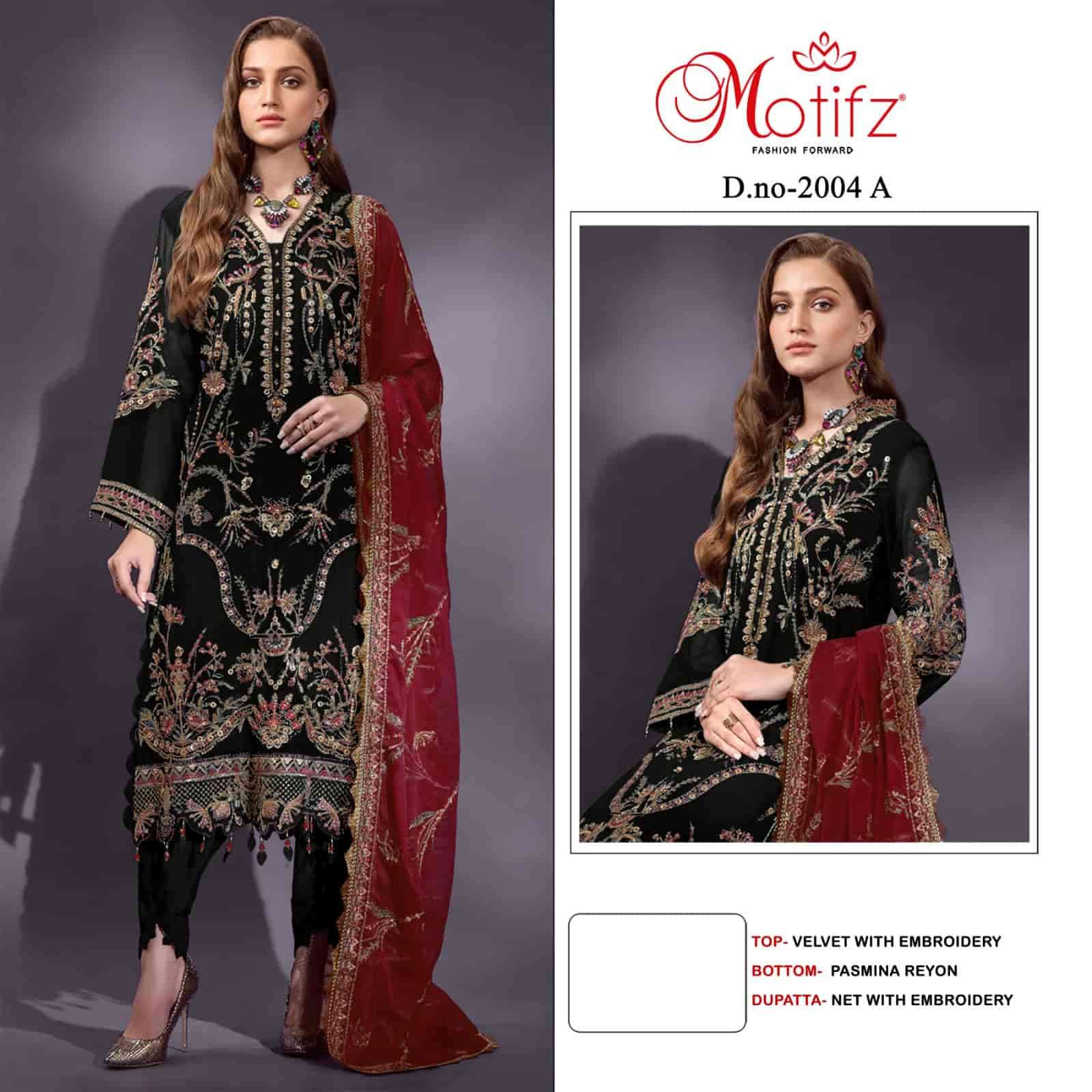 Motifz 2004 Colors Pakistani Festive Wear Style Designer Velvet Suit Wholesalers