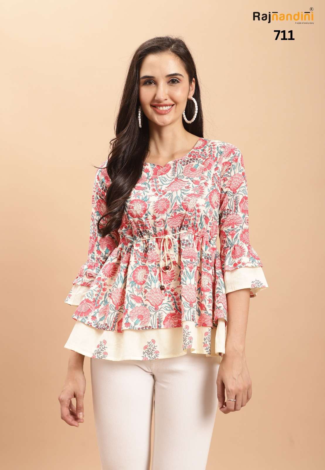 Rajnandini Nayra Pure Cotton Fancy Short Tops Office Wear Outfit