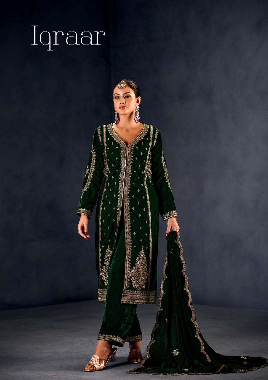 Sargam Iqraar Bridal Designs Velvet Wedding Wear Dress Catalog Exporter