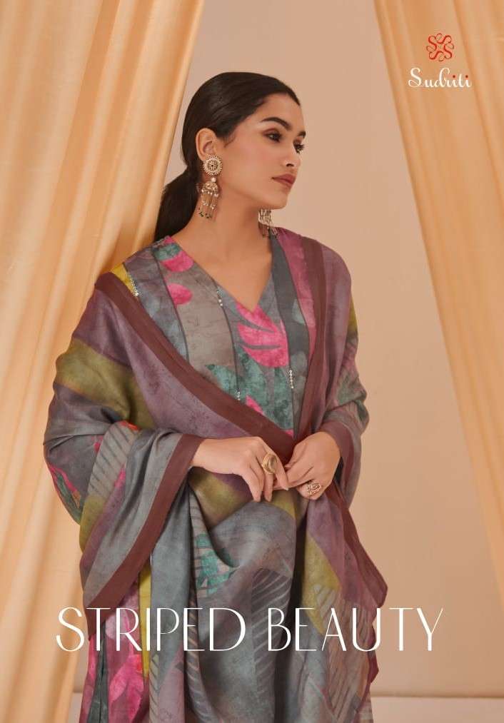 Sudriti Striped Beauty Exclusive Pashmina Winter Wear Suit New Collection