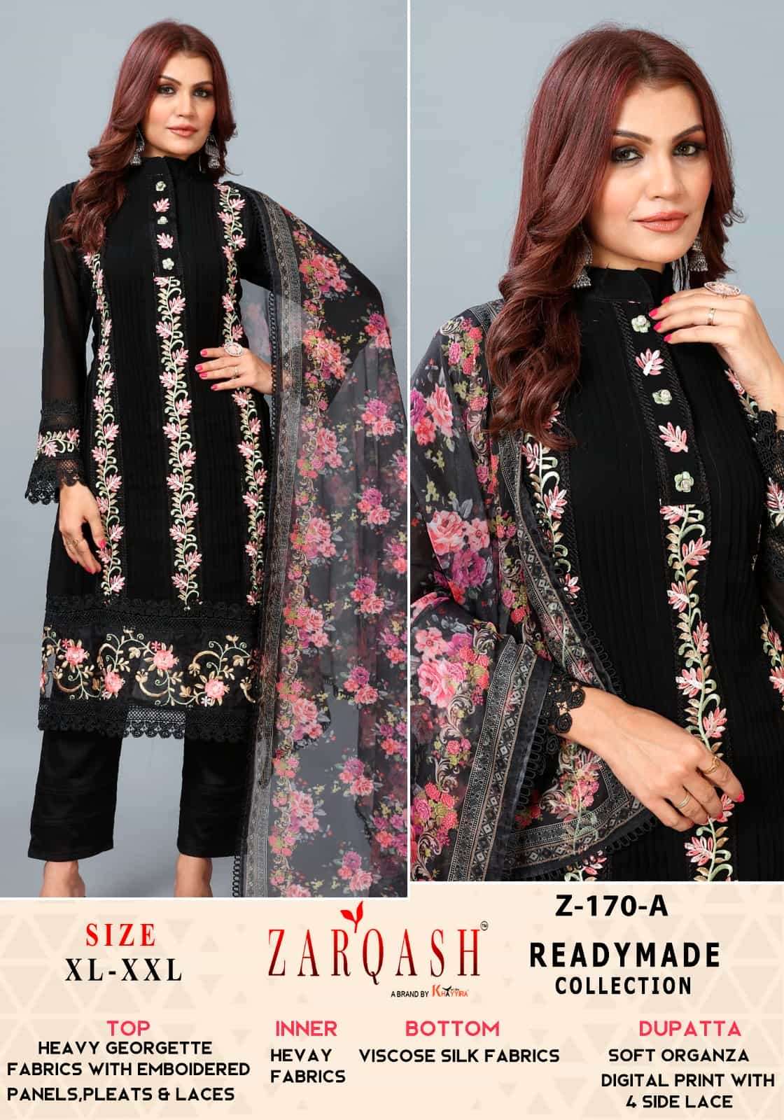 Zarqash Z 170 Colors Pakistani Top Bottom Dupatta Set Wholesaler New Collection