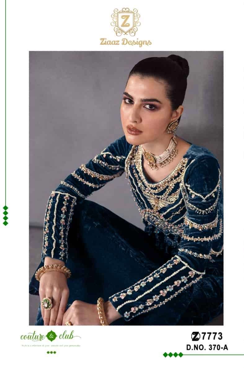 Ziaaz Designs 370 Colors Festive Wear Style Designer Pakistani Velvet Suit Wholesalers