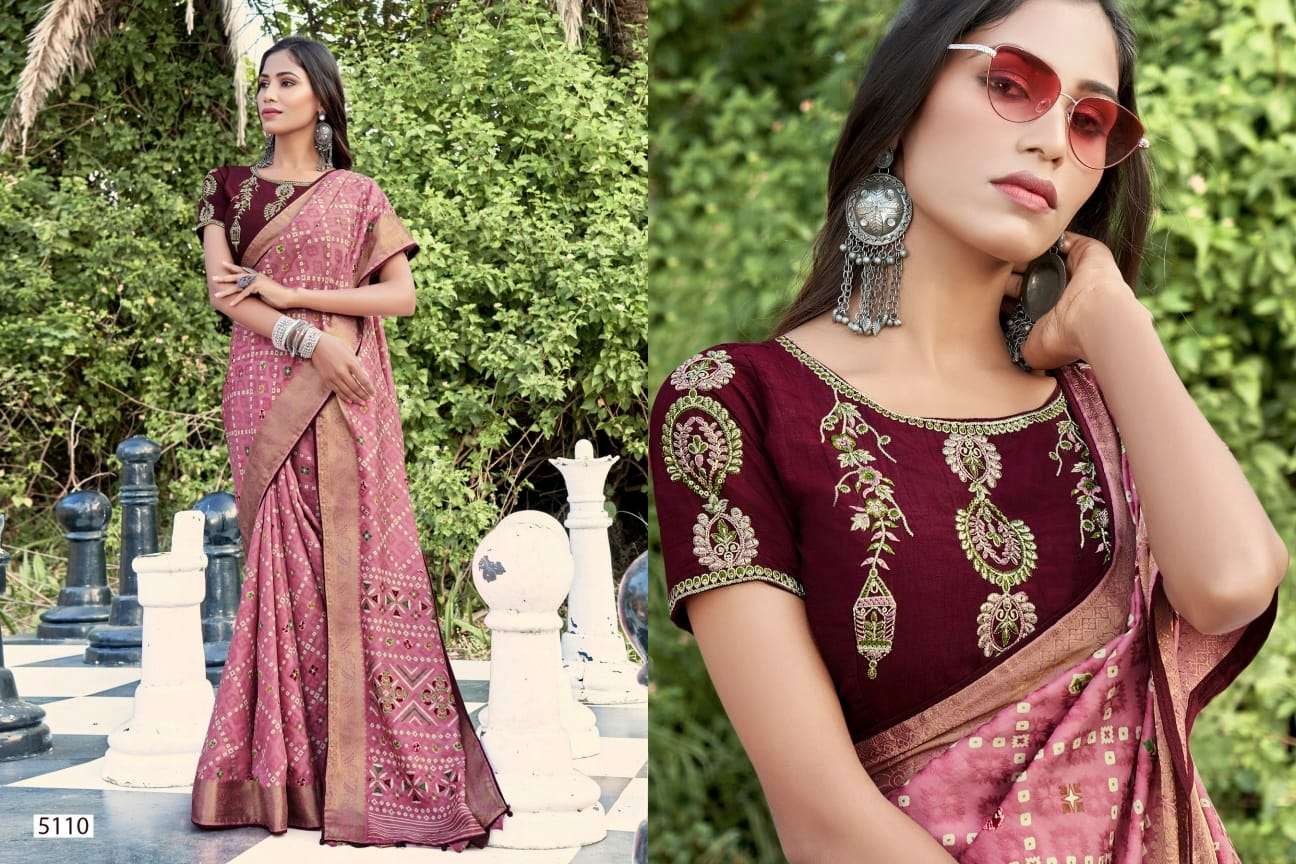 5D Designer Malai Silk Vol 2 Stylish Bandhani Designs Festive Wear Saree Exporters