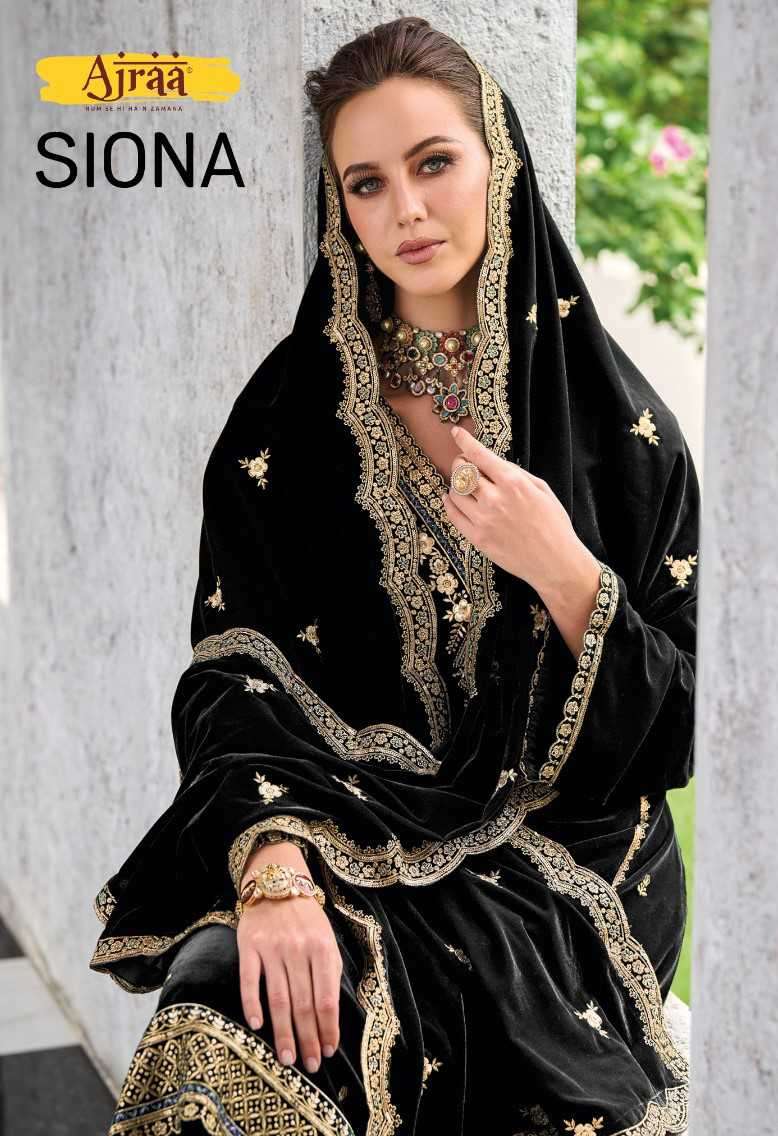 Ajraa Siona Premium Designs Velvet Designer Dress New Collection