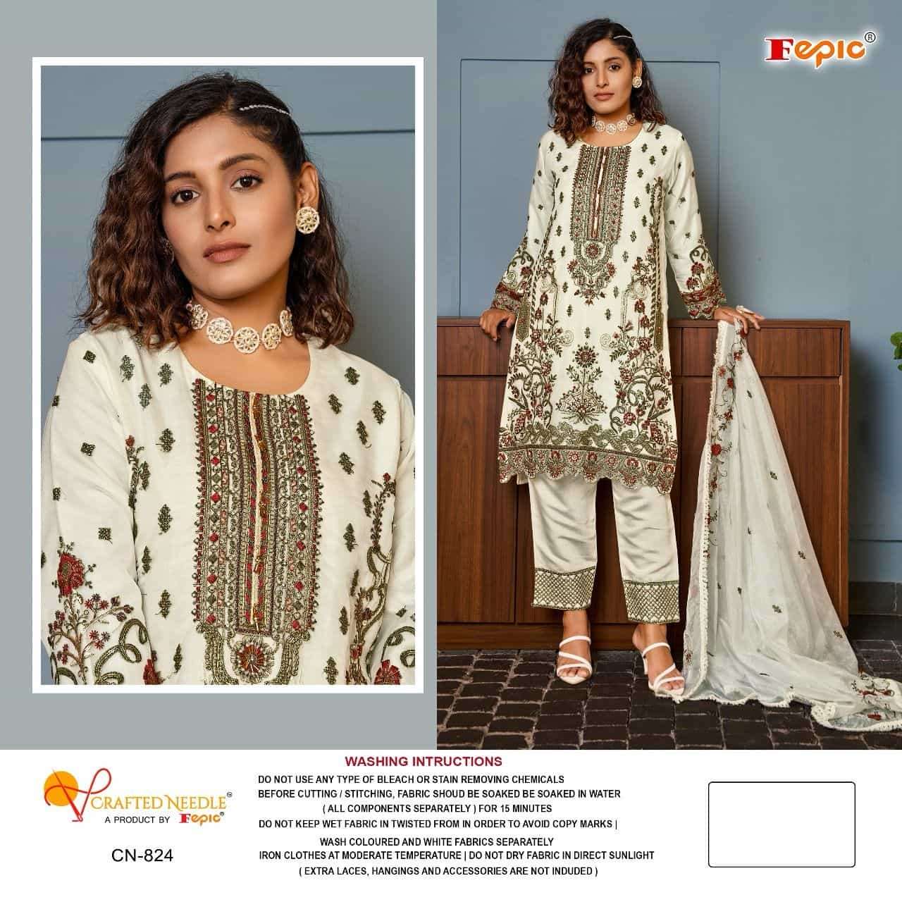 Crafted Needle CN 824 By Fepic Festive Wear Style Designer Readymade Suit Exporters