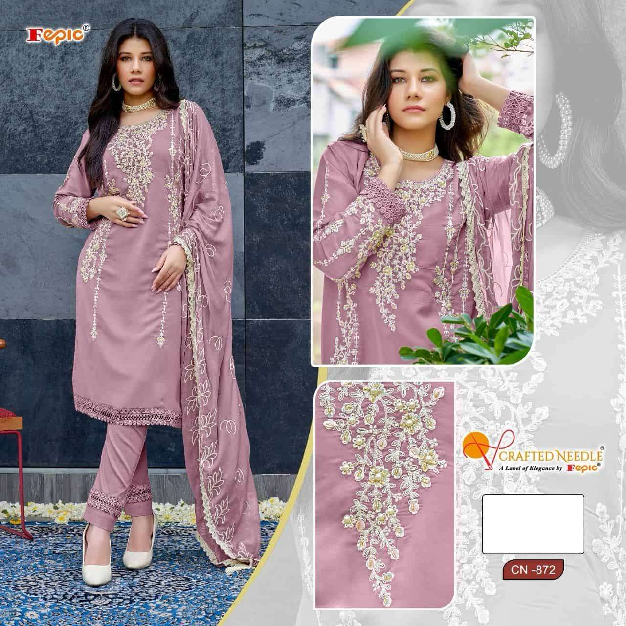 Crafted Needle CN 872 By Fepic Fancy Designer Style Pakistani Readymade Suit Exporters