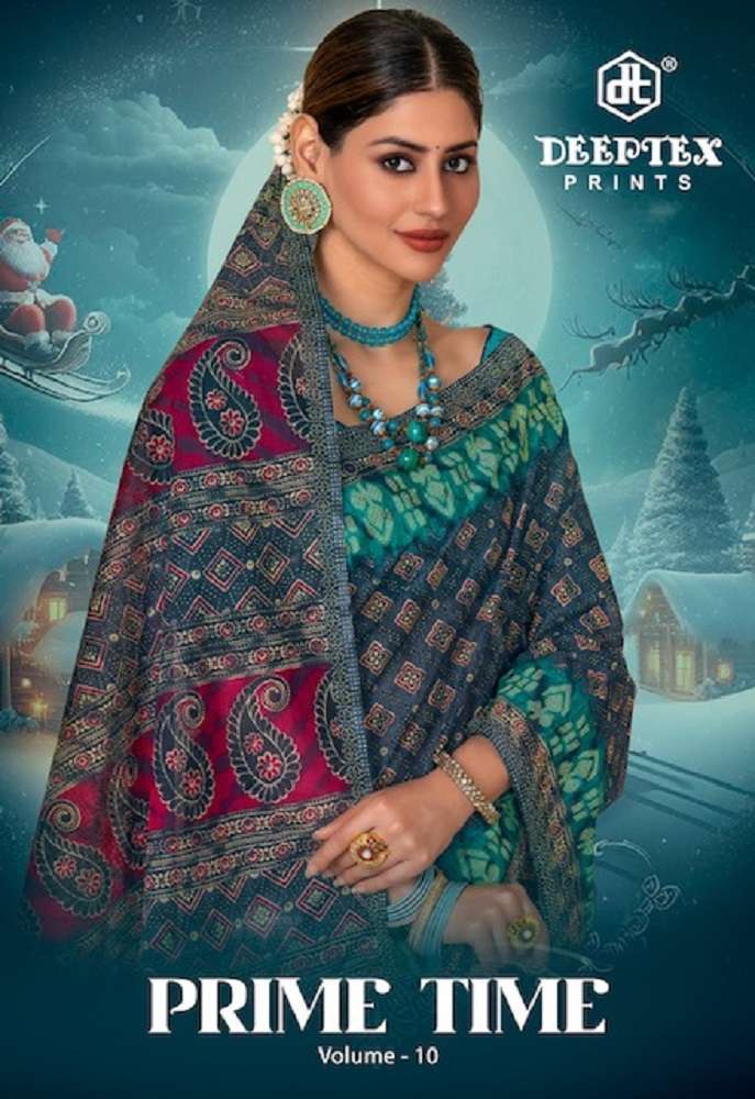 Deeptex Prime Time Vol 10 Fancy Printed Cotton Saree Summer Collection