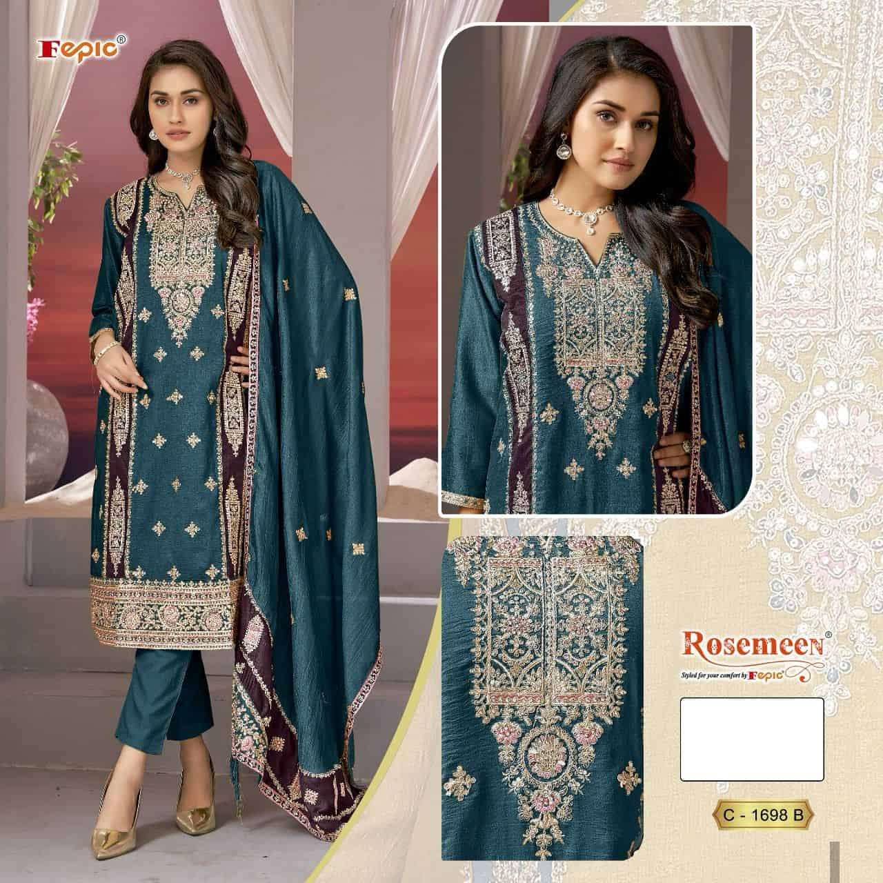 Fepic C 1698 B Party Wear Heavy Designer Style Pakistani Silk Salwar Suit Suppliers