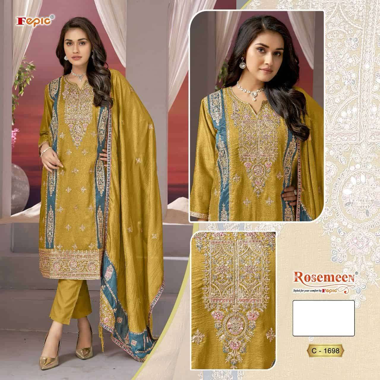 Fepic C 1698 Colors Exclusive Heavy Designer Style Pakistani Festive Wear Suit Suppliers