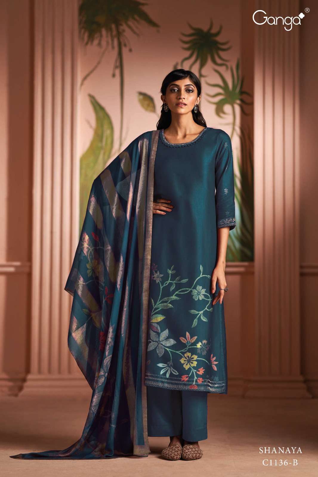 Ganga Shanaya 1136 Blue Fancy Silk Exclusive Ladies Suit Dealers