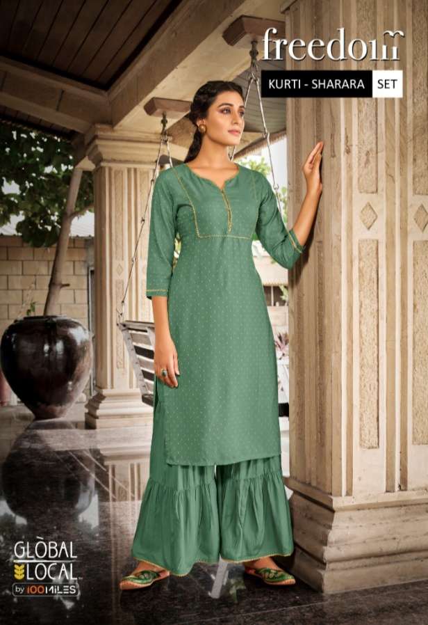 Global Local Freedom Fancy Sharara Kurti Pair Exclusive Collection