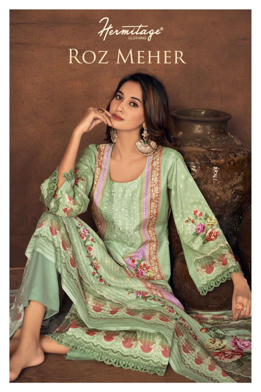 Hermitage Roz Meher Fancy Pakistani Style Cotton Ladies Suit Suppliers