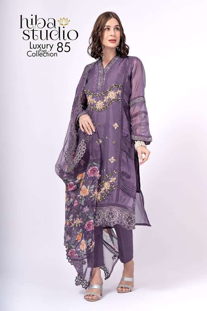 Hiba Studio Lpc Vol 85 Designer Kurti Pant Dupatta Set Pakistani Collection