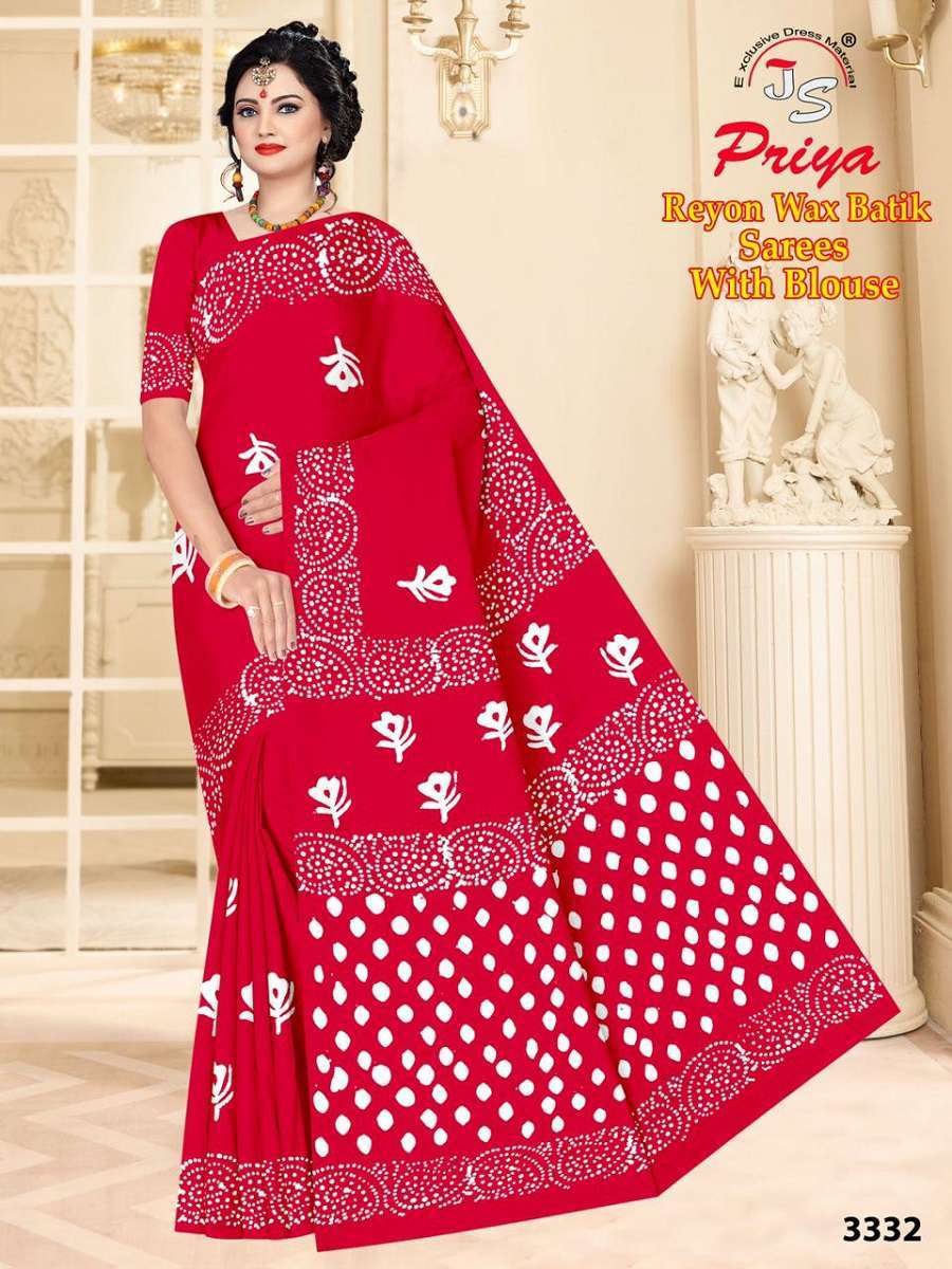 Js Priya Rayon Wax Batik Fancy Rayon Batik Designs Saree Exclusive Collection
