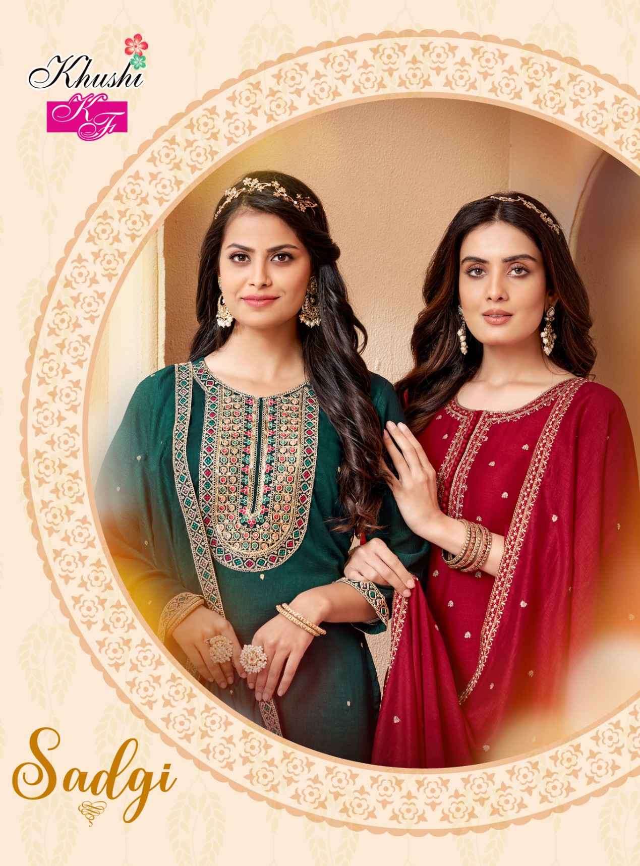 Khushi Fashion Sadgi New Designs Readymade Straight Suit Festive Collection