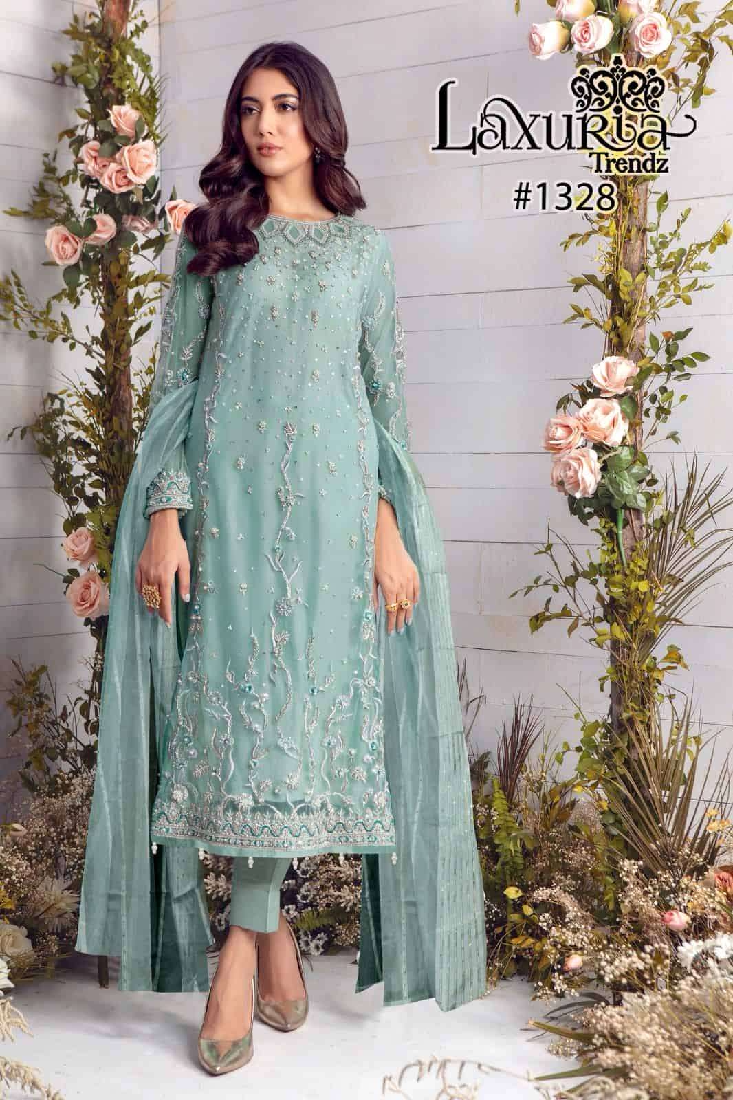 Laxuria Trends 1328 Fancy Designer Style Pakistani Readymade Georgette Suit Exporter