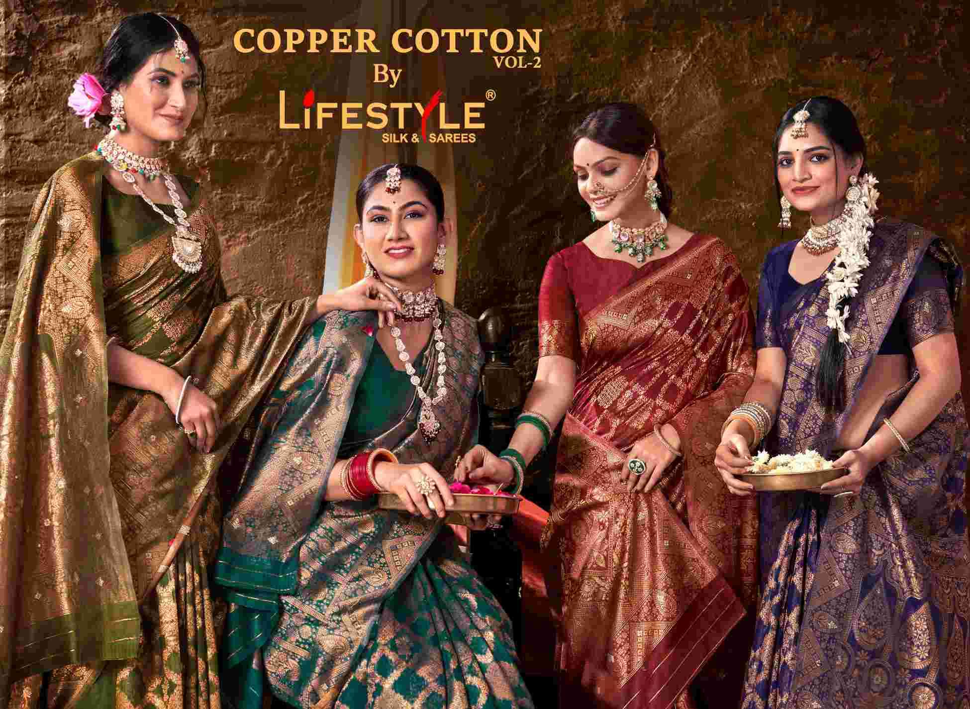 Lifestyle Copper Cotton Vol 2 New Designs Fancy Cotton Saree Exporters