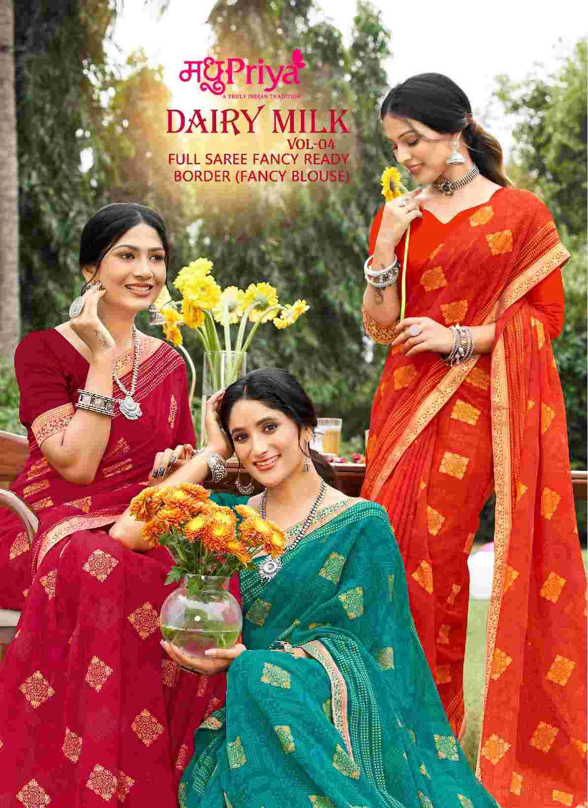 Madhupriya Dairy Milk Vol 4 Online Sales Fancy Chiffon Saree Exporters