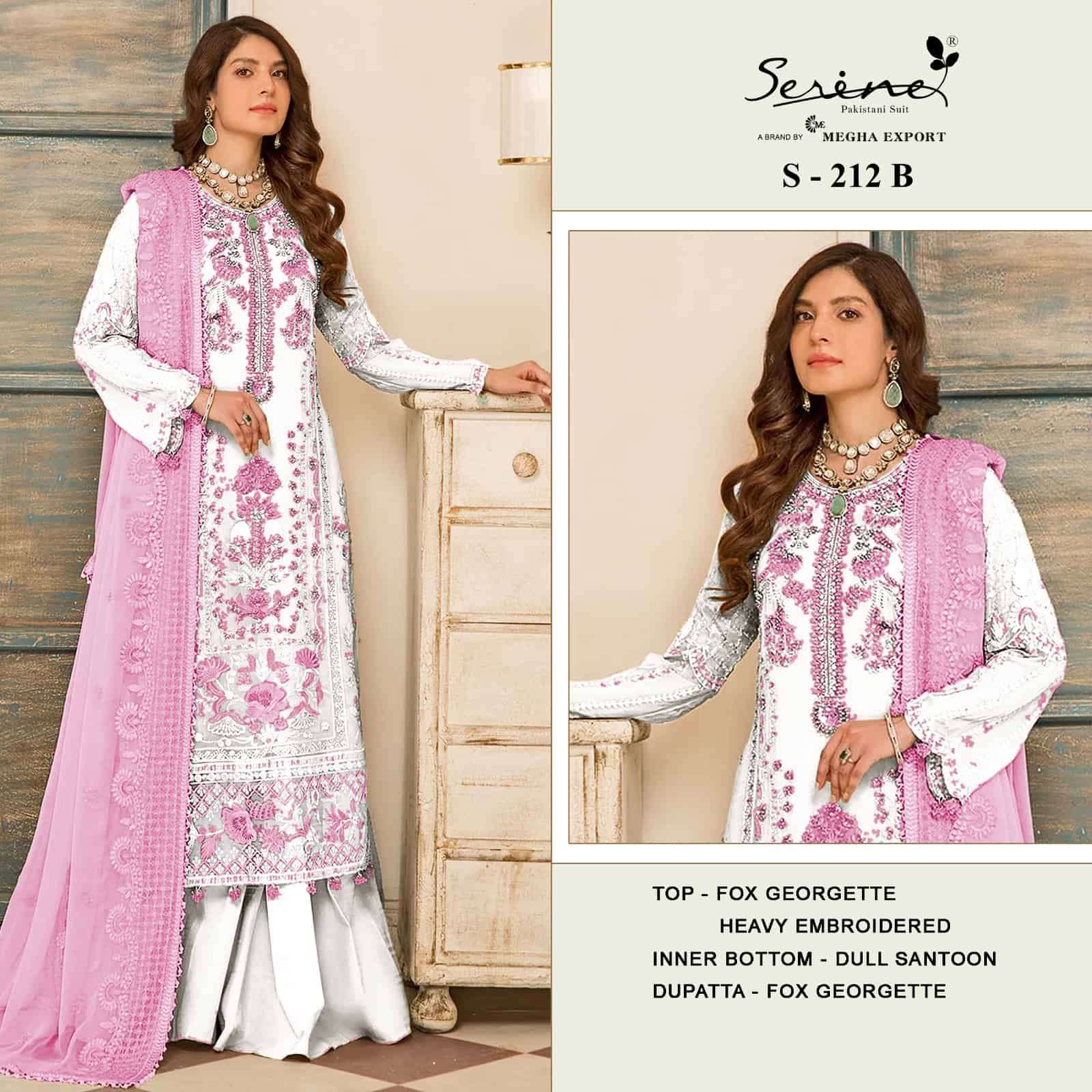 Megha Export S 212 Colors Fancy Designer Style Latest Pakistani Suit Wholesalers
